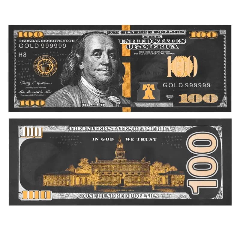 Black Gold 100 Dollar Bills (Collectible Banknotes)