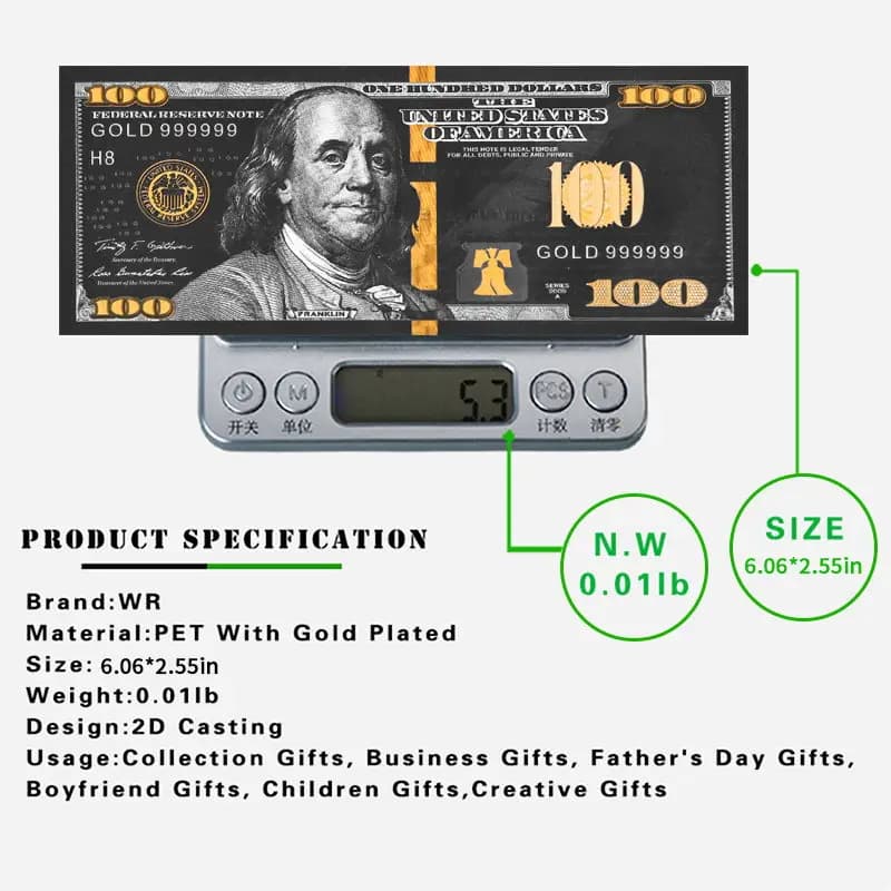 Black Gold 100 Dollar Bills (Collectible Banknotes)
